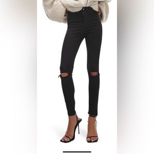 Topshop Black Jamie High Waisted Ripped Skinny Jeans sz 26